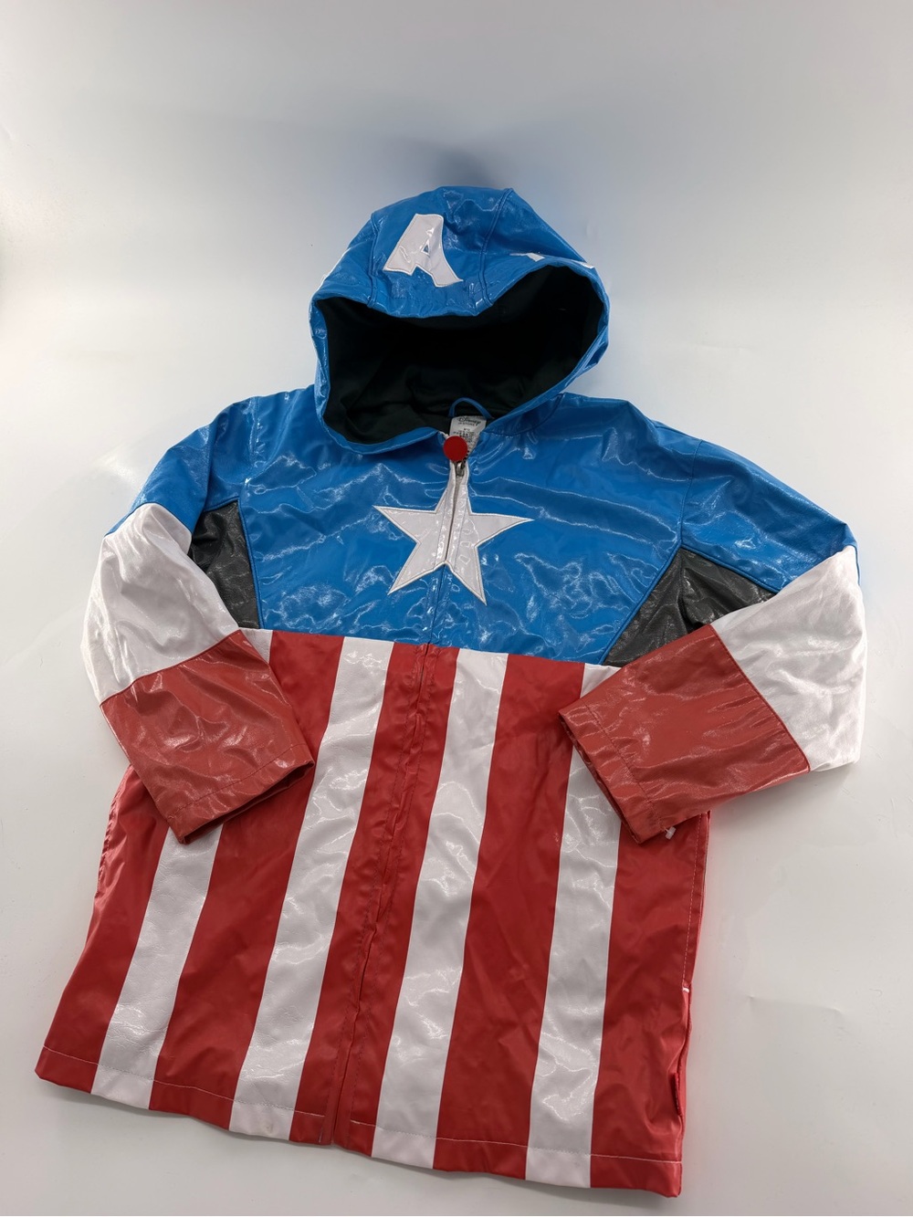 Disney Store Vintage Captain America Marvel Boys Rain Coat Jacket Windbreaker